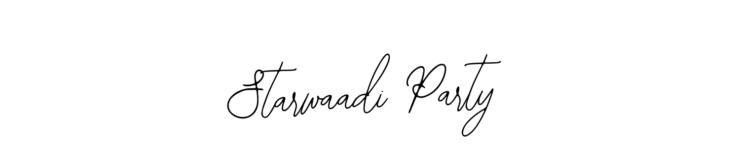 How to make Starwaadi Party name signature. Use Bearetta-2O07w style for creating short signs online. This is the latest handwritten sign. Starwaadi Party signature style 12 images and pictures png