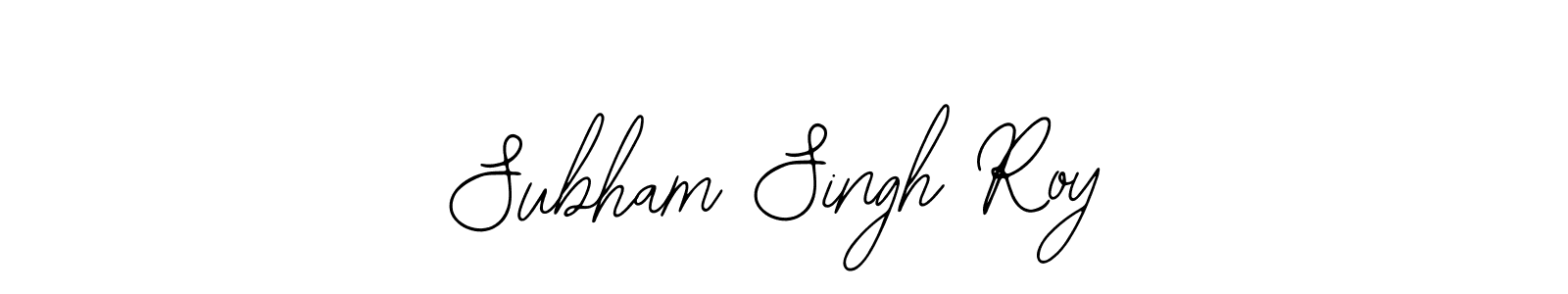 You should practise on your own different ways (Bearetta-2O07w) to write your name (Subham Singh Roy) in signature. don't let someone else do it for you. Subham Singh Roy signature style 12 images and pictures png