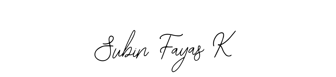 The best way (Bearetta-2O07w) to make a short signature is to pick only two or three words in your name. The name Subin Fayas K include a total of six letters. For converting this name. Subin Fayas K signature style 12 images and pictures png