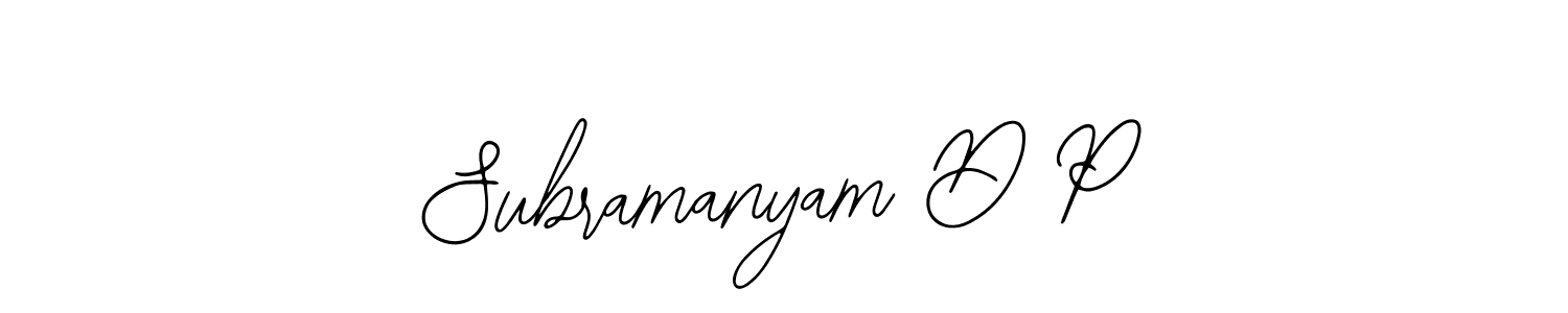 How to make Subramanyam D P name signature. Use Bearetta-2O07w style for creating short signs online. This is the latest handwritten sign. Subramanyam D P signature style 12 images and pictures png