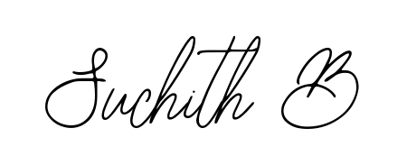 A sleek calligraphic signature for name Suchith B utilizing Bearetta-2O07w styling. Great for adding personal signatures to photos and art. Suchith B signature style 12 images and pictures png