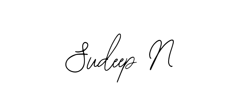 How to make Sudeep N name signature. Use Bearetta-2O07w style for creating short signs online. This is the latest handwritten sign. Sudeep N signature style 12 images and pictures png