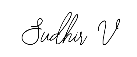 A modern signature idea for name Sudhir V using Bearetta-2O07w font. Clean strokes and elegant curves make it stand out instantly. Sudhir V signature style 12 images and pictures png