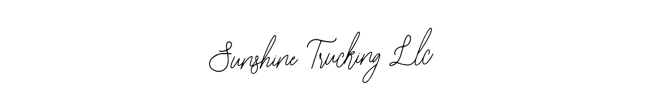 How to make Sunshine Trucking Llc name signature. Use Bearetta-2O07w style for creating short signs online. This is the latest handwritten sign. Sunshine Trucking Llc signature style 12 images and pictures png