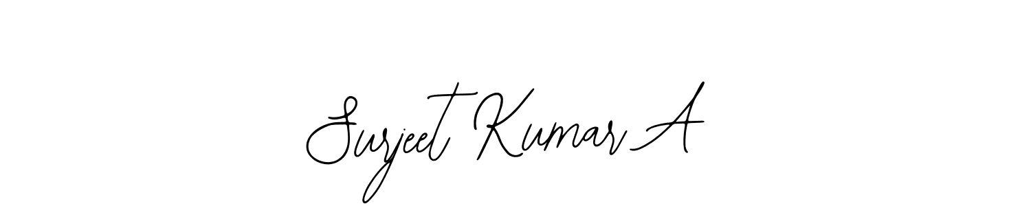 The best way (Bearetta-2O07w) to make a short signature is to pick only two or three words in your name. The name Surjeet Kumar A include a total of six letters. For converting this name. Surjeet Kumar A signature style 12 images and pictures png