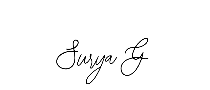 The best way (Bearetta-2O07w) to make a short signature is to pick only two or three words in your name. The name Surya G include a total of six letters. For converting this name. Surya G signature style 12 images and pictures png