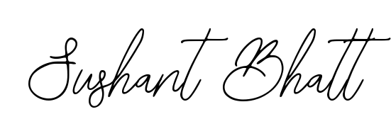 A modern signature idea for name Sushant Bhatt using Bearetta-2O07w font. Clean strokes and elegant curves make it stand out instantly. Sushant Bhatt signature style 12 images and pictures png
