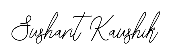 A sleek calligraphic signature for name Sushant Kaushik utilizing Bearetta-2O07w styling. Great for adding personal signatures to photos and art. Sushant Kaushik signature style 12 images and pictures png