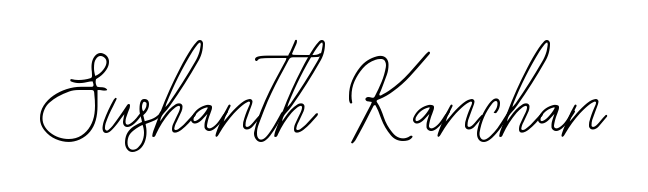 Transform the name Sushanth Kanchan into a signature masterpiece using Bearetta-2O07w font. Ideal for photographers, artists, and creators looking for watermarks. Sushanth Kanchan signature style 12 images and pictures png