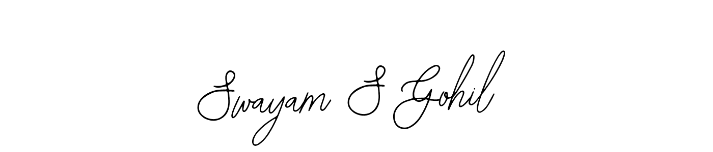 You should practise on your own different ways (Bearetta-2O07w) to write your name (Swayam S Gohil) in signature. don't let someone else do it for you. Swayam S Gohil signature style 12 images and pictures png
