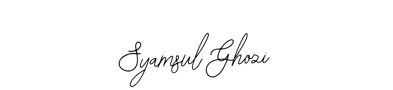 Use a signature maker to create a handwritten signature online. With this signature software, you can design (Bearetta-2O07w) your own signature for name Syamsul Ghozi. Syamsul Ghozi signature style 12 images and pictures png