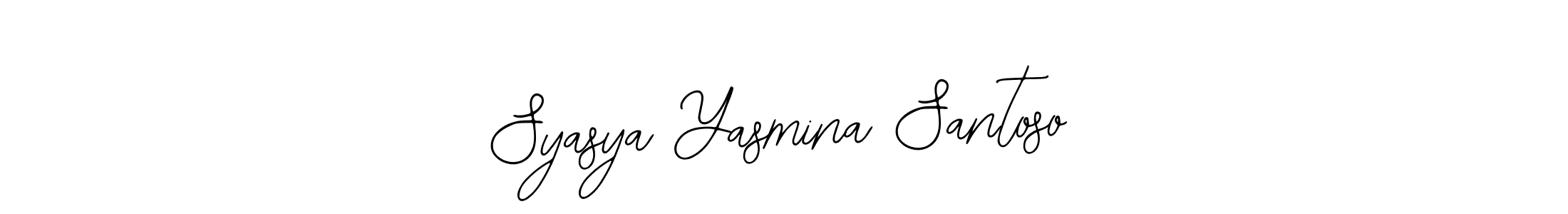 The best way (Bearetta-2O07w) to make a short signature is to pick only two or three words in your name. The name Syasya Yasmina Santoso include a total of six letters. For converting this name. Syasya Yasmina Santoso signature style 12 images and pictures png