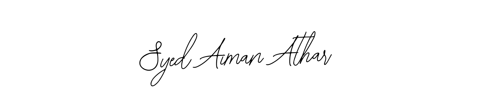 The best way (Bearetta-2O07w) to make a short signature is to pick only two or three words in your name. The name Syed Aiman Athar include a total of six letters. For converting this name. Syed Aiman Athar signature style 12 images and pictures png