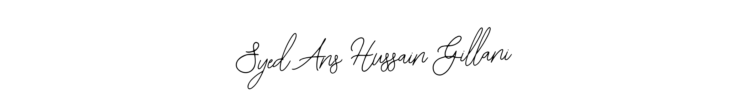 The best way (Bearetta-2O07w) to make a short signature is to pick only two or three words in your name. The name Syed Ans Hussain Gillani include a total of six letters. For converting this name. Syed Ans Hussain Gillani signature style 12 images and pictures png