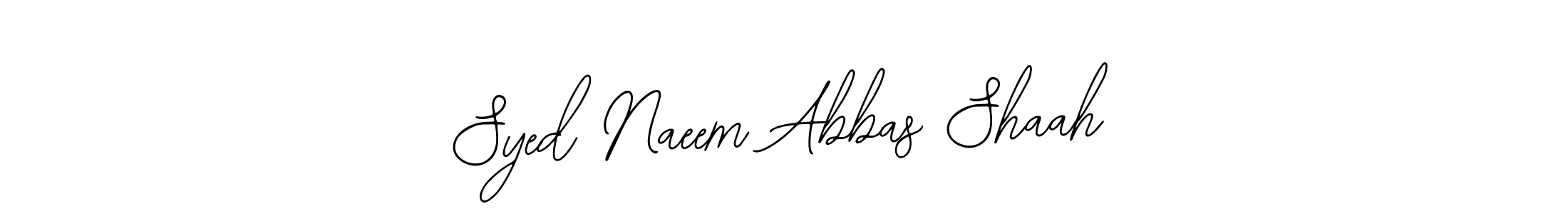 The best way (Bearetta-2O07w) to make a short signature is to pick only two or three words in your name. The name Syed Naeem Abbas Shaah include a total of six letters. For converting this name. Syed Naeem Abbas Shaah signature style 12 images and pictures png