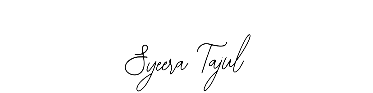 The best way (Bearetta-2O07w) to make a short signature is to pick only two or three words in your name. The name Syeera Tajul include a total of six letters. For converting this name. Syeera Tajul signature style 12 images and pictures png
