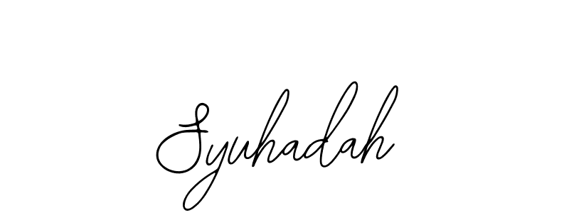 How to make Syuhadah name signature. Use Bearetta-2O07w style for creating short signs online. This is the latest handwritten sign. Syuhadah signature style 12 images and pictures png