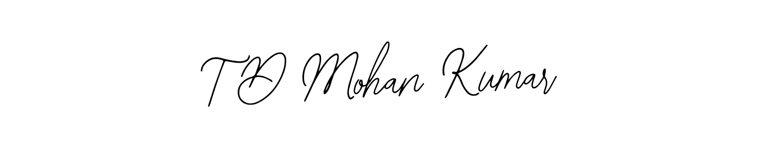 The best way (Bearetta-2O07w) to make a short signature is to pick only two or three words in your name. The name T D Mohan Kumar include a total of six letters. For converting this name. T D Mohan Kumar signature style 12 images and pictures png