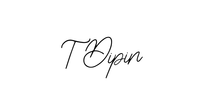 Design your own signature with our free online signature maker. With this signature software, you can create a handwritten (Bearetta-2O07w) signature for name T Dipin. T Dipin signature style 12 images and pictures png