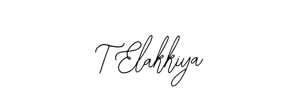 if you are searching for the best signature style for your name T Elakkiya. so please give up your signature search. here we have designed multiple signature styles  using Bearetta-2O07w. T Elakkiya signature style 12 images and pictures png