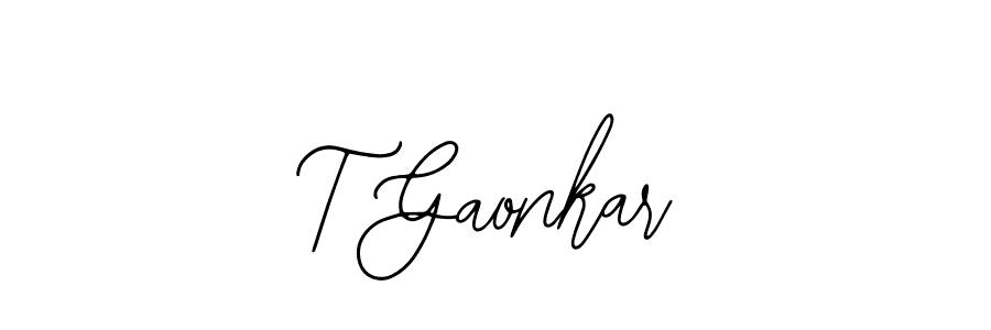 It looks lik you need a new signature style for name T Gaonkar. Design unique handwritten (Bearetta-2O07w) signature with our free signature maker in just a few clicks. T Gaonkar signature style 12 images and pictures png