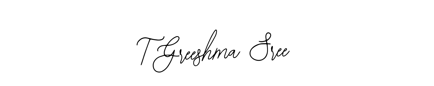 Also You can easily find your signature by using the search form. We will create T Greeshma Sree name handwritten signature images for you free of cost using Bearetta-2O07w sign style. T Greeshma Sree signature style 12 images and pictures png