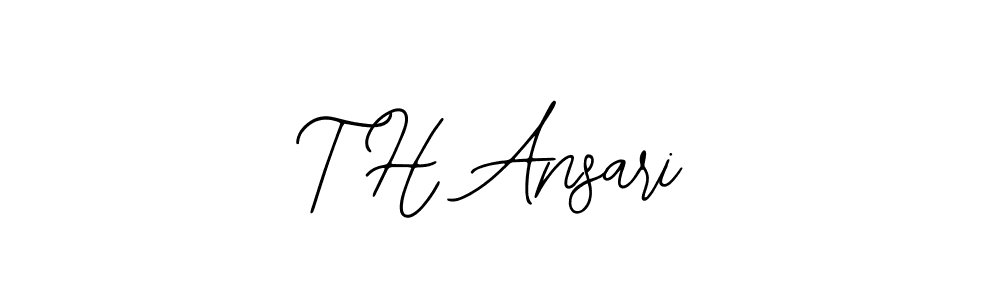 The best way (Bearetta-2O07w) to make a short signature is to pick only two or three words in your name. The name T H Ansari include a total of six letters. For converting this name. T H Ansari signature style 12 images and pictures png