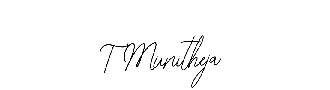 You can use this online signature creator to create a handwritten signature for the name T Munitheja. This is the best online autograph maker. T Munitheja signature style 12 images and pictures png