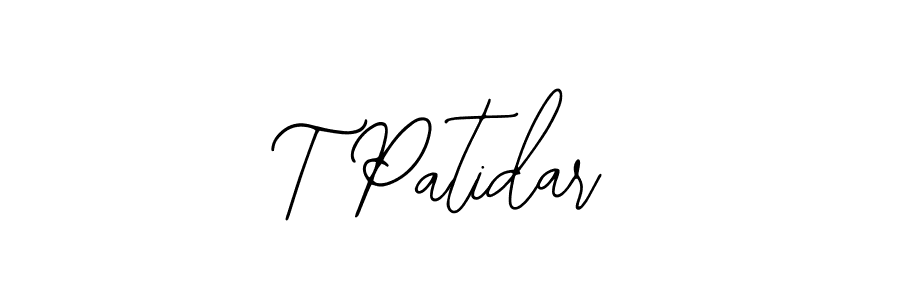 The best way (Bearetta-2O07w) to make a short signature is to pick only two or three words in your name. The name T Patidar include a total of six letters. For converting this name. T Patidar signature style 12 images and pictures png