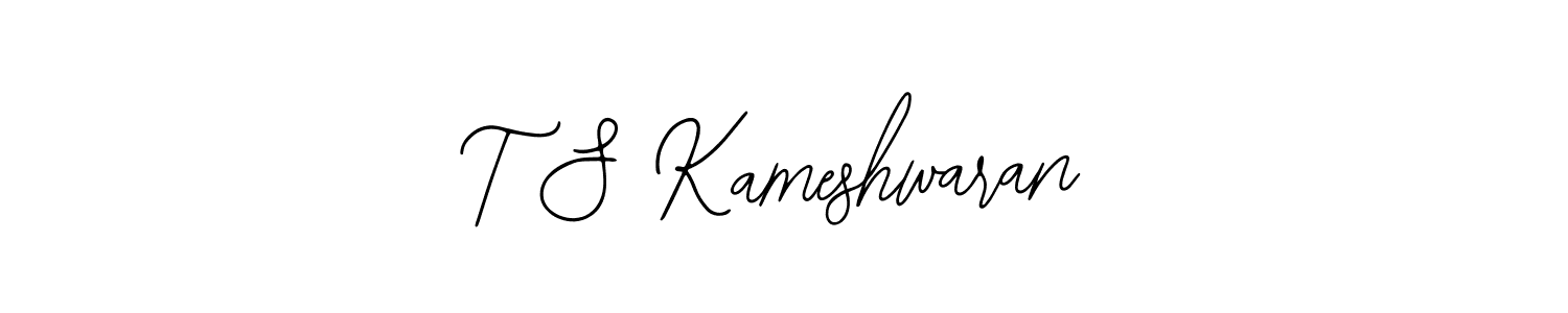 The best way (Bearetta-2O07w) to make a short signature is to pick only two or three words in your name. The name T S Kameshwaran include a total of six letters. For converting this name. T S Kameshwaran signature style 12 images and pictures png