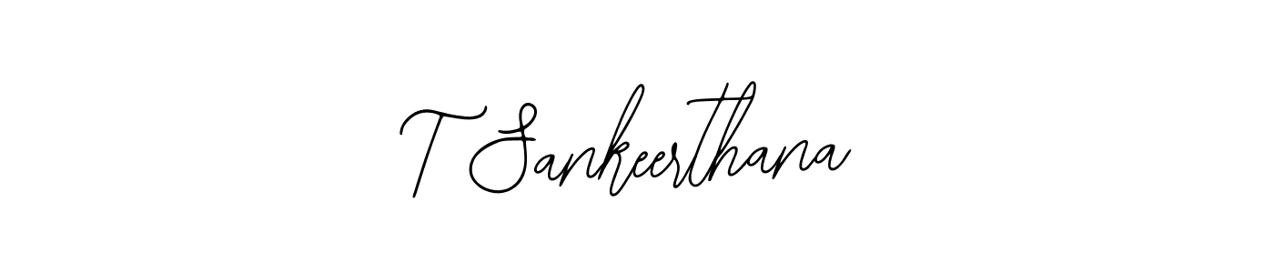 How to make T Sankeerthana name signature. Use Bearetta-2O07w style for creating short signs online. This is the latest handwritten sign. T Sankeerthana signature style 12 images and pictures png