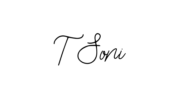 You should practise on your own different ways (Bearetta-2O07w) to write your name (T Soni) in signature. don't let someone else do it for you. T Soni signature style 12 images and pictures png