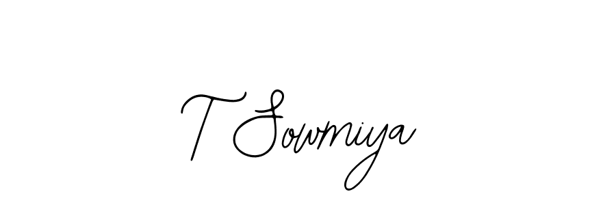 Design your own signature with our free online signature maker. With this signature software, you can create a handwritten (Bearetta-2O07w) signature for name T Sowmiya. T Sowmiya signature style 12 images and pictures png