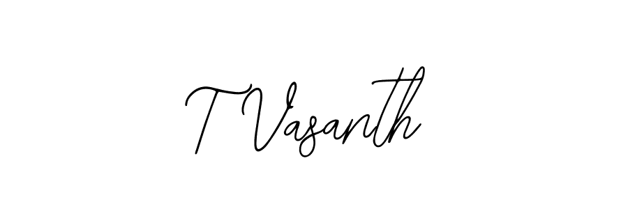 The best way (Bearetta-2O07w) to make a short signature is to pick only two or three words in your name. The name T Vasanth include a total of six letters. For converting this name. T Vasanth signature style 12 images and pictures png