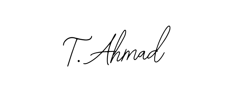 if you are searching for the best signature style for your name T. Ahmad. so please give up your signature search. here we have designed multiple signature styles  using Bearetta-2O07w. T. Ahmad signature style 12 images and pictures png