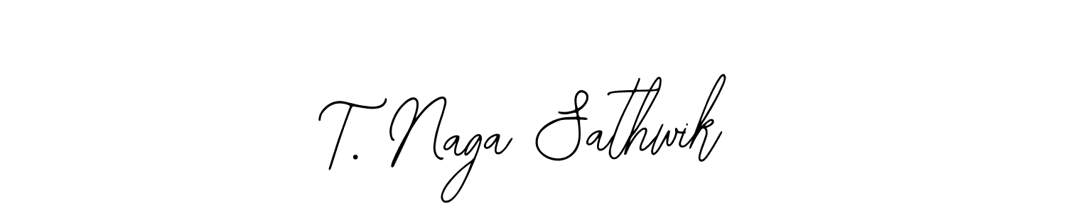 The best way (Bearetta-2O07w) to make a short signature is to pick only two or three words in your name. The name T. Naga Sathwik include a total of six letters. For converting this name. T. Naga Sathwik signature style 12 images and pictures png