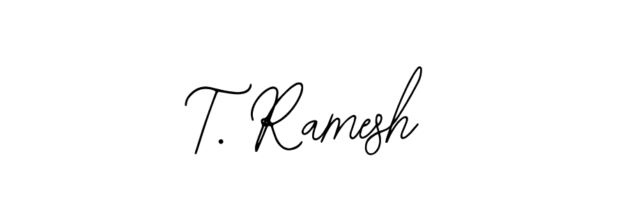 The best way (Bearetta-2O07w) to make a short signature is to pick only two or three words in your name. The name T. Ramesh include a total of six letters. For converting this name. T. Ramesh signature style 12 images and pictures png