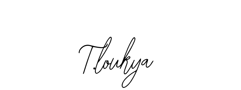 if you are searching for the best signature style for your name T.loukya. so please give up your signature search. here we have designed multiple signature styles  using Bearetta-2O07w. T.loukya signature style 12 images and pictures png