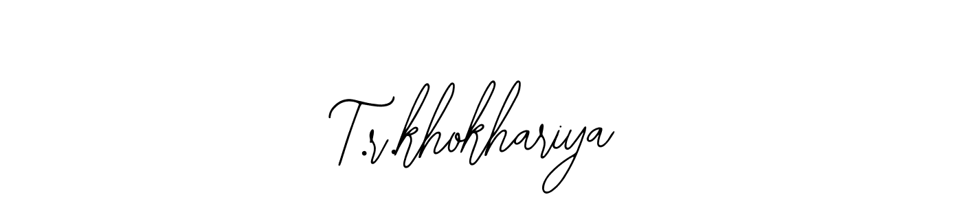 This is the best signature style for the T.r.khokhariya name. Also you like these signature font (Bearetta-2O07w). Mix name signature. T.r.khokhariya signature style 12 images and pictures png