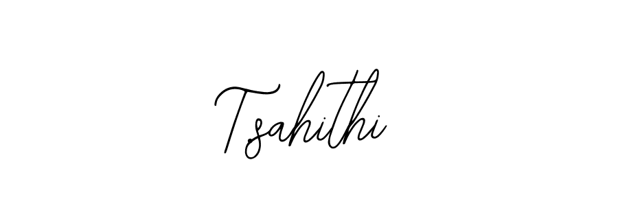 How to make T.sahithi name signature. Use Bearetta-2O07w style for creating short signs online. This is the latest handwritten sign. T.sahithi signature style 12 images and pictures png