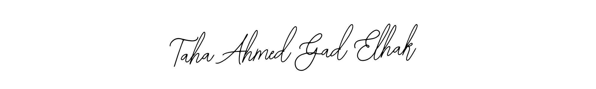 You should practise on your own different ways (Bearetta-2O07w) to write your name (Taha Ahmed Gad Elhak) in signature. don't let someone else do it for you. Taha Ahmed Gad Elhak signature style 12 images and pictures png