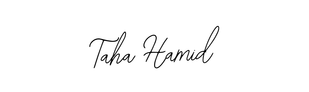 You should practise on your own different ways (Bearetta-2O07w) to write your name (Taha Hamid) in signature. don't let someone else do it for you. Taha Hamid signature style 12 images and pictures png