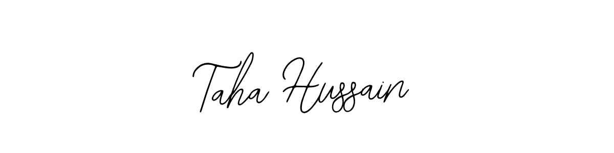 You should practise on your own different ways (Bearetta-2O07w) to write your name (Taha Hussain) in signature. don't let someone else do it for you. Taha Hussain signature style 12 images and pictures png