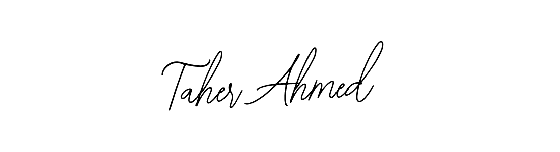 if you are searching for the best signature style for your name Taher Ahmed. so please give up your signature search. here we have designed multiple signature styles  using Bearetta-2O07w. Taher Ahmed signature style 12 images and pictures png