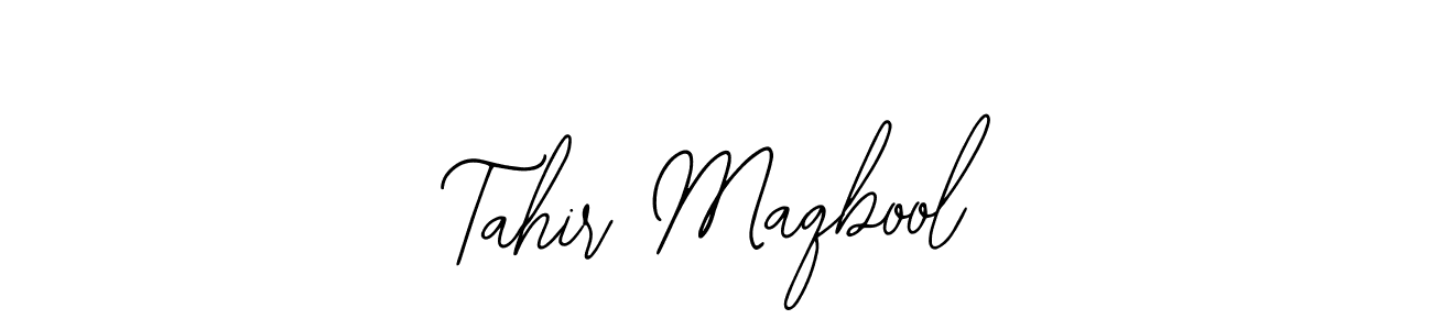 You should practise on your own different ways (Bearetta-2O07w) to write your name (Tahir Maqbool) in signature. don't let someone else do it for you. Tahir Maqbool signature style 12 images and pictures png