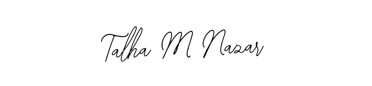 The best way (Bearetta-2O07w) to make a short signature is to pick only two or three words in your name. The name Talha M Nazar include a total of six letters. For converting this name. Talha M Nazar signature style 12 images and pictures png