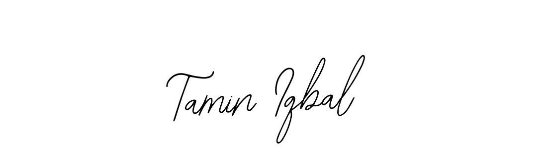 You should practise on your own different ways (Bearetta-2O07w) to write your name (Tamin Iqbal) in signature. don't let someone else do it for you. Tamin Iqbal signature style 12 images and pictures png