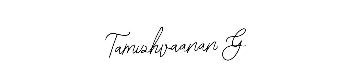 The best way (Bearetta-2O07w) to make a short signature is to pick only two or three words in your name. The name Tamizhvaanan G include a total of six letters. For converting this name. Tamizhvaanan G signature style 12 images and pictures png