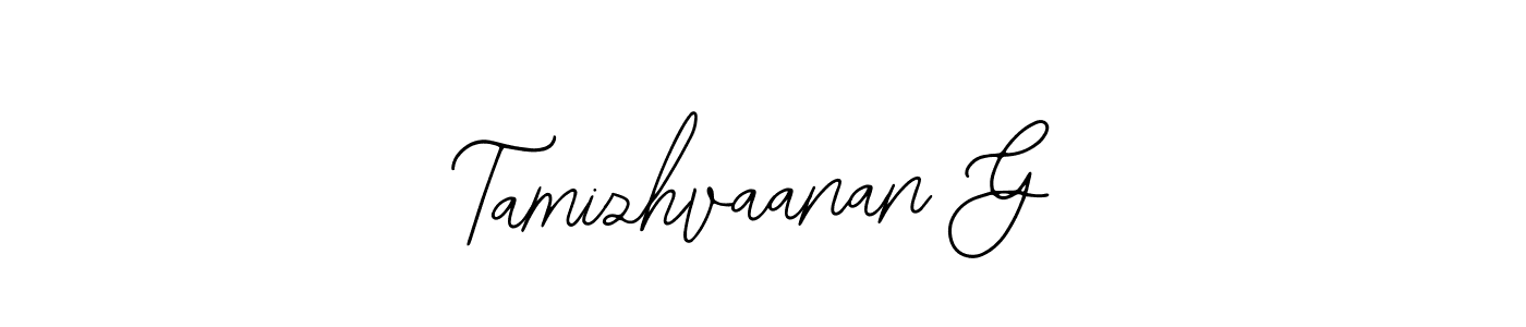 The best way (Bearetta-2O07w) to make a short signature is to pick only two or three words in your name. The name Tamizhvaanan G include a total of six letters. For converting this name. Tamizhvaanan G signature style 12 images and pictures png