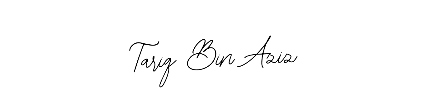 The best way (Bearetta-2O07w) to make a short signature is to pick only two or three words in your name. The name Tariq Bin Aziz include a total of six letters. For converting this name. Tariq Bin Aziz signature style 12 images and pictures png